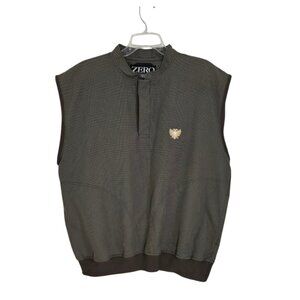 Zero Restriction Mens Black Houndstooth Golf Vest 1/4‎ Snap With Pockets Size L